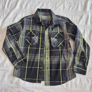 Tony Hawk boys M 5/6 button down shirt, black gray EUC